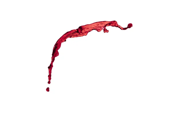 Flüssiger roter Spritzer über weißem Hintergrund — Stockfoto