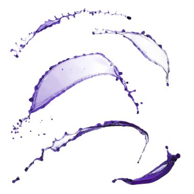 Mor su sıçramalarına ve izole damla uçan muhteşem koleksiyonu