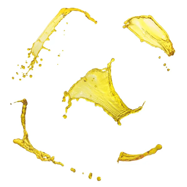 Petrol sıvı uçan zarif koleksiyonu sarı renk ov sıçramalarına — Stok fotoğraf