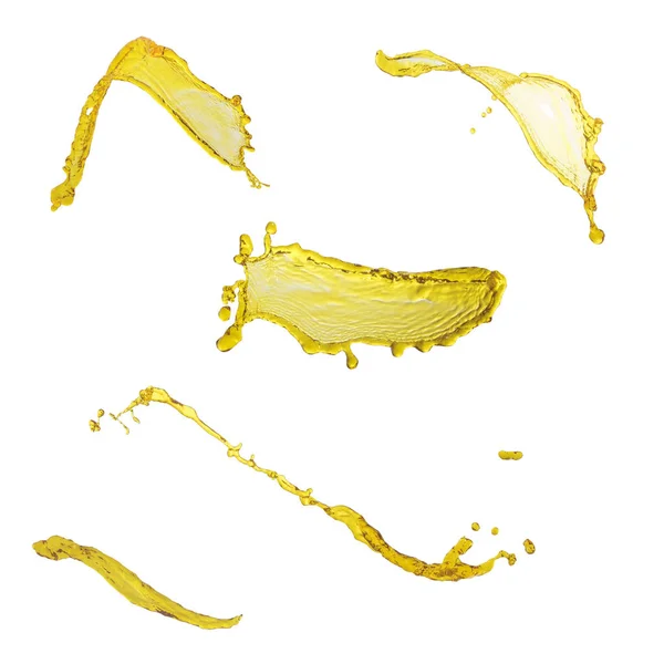 Elegante colección de espléndidas salpicaduras de aceite de color amarillo sobre wh —  Fotos de Stock