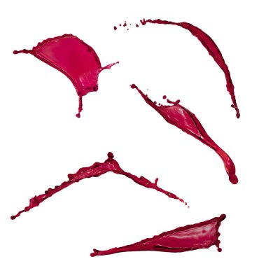 Su sıçramalarına kırmızı renk beyaz b izole güzel toplama