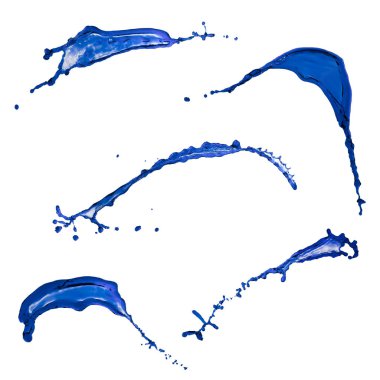 Güzel beyaz bitti izole sıçramalarına mavi renk koleksiyonu 