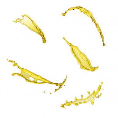 Motor yağı beyaz arka plan üzerinde uçan zarif koleksiyonu