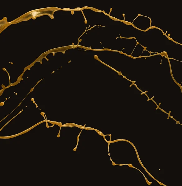 Развевающийся золотой брызг на черном фоне — стоковое фото