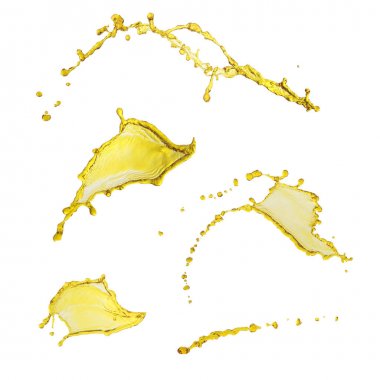 Yağlı boya su sıçramalarına beyaz arka plan üzerinde uçan izole