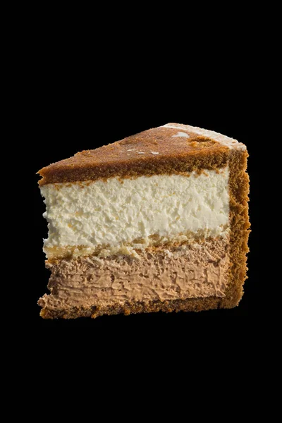 Darab finom sütemény, csokoládé és vanília krémmel — Stock Fotó