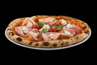 kiraz domates, peynir, jambon ve b izole rucola pizza