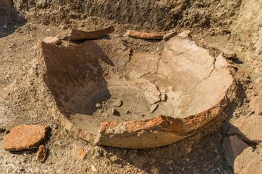 Eski toprak kap içinde Roma kale Cappidava, Rom kalıntıları