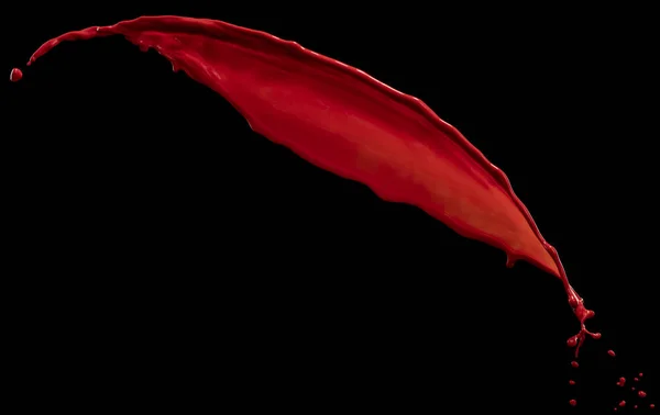 Beautiful red paint splash isolated on black background — 스톡 사진