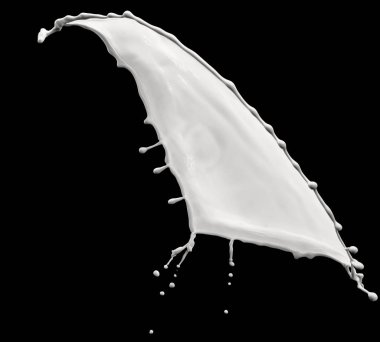 Güzel beyaz boya sıçraması siyah arkaplanda izole edilmiş.