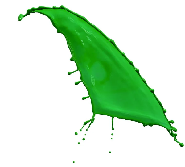 Mooie groene verf splash geïsoleerd op witte achtergrond — Stockfoto