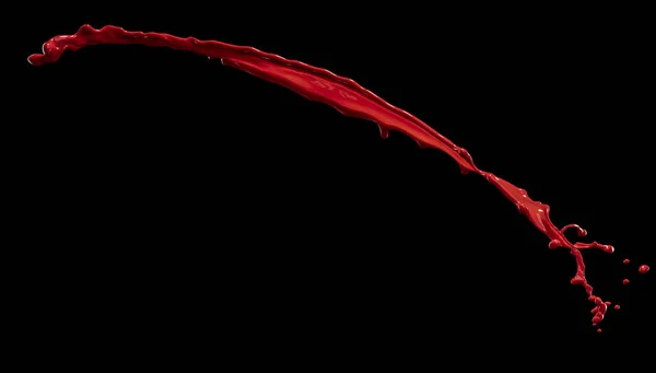 Ragyogó piros festék splash elszigetelt fekete háttér — Stock Fotó