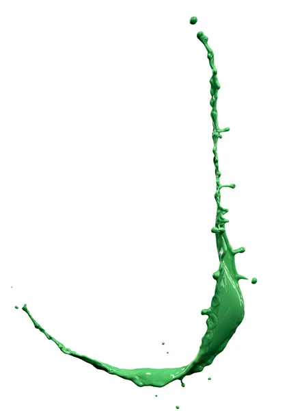 Mooie Groene Verf Spatten Geïsoleerd Witte Achtergrond — Stockfoto