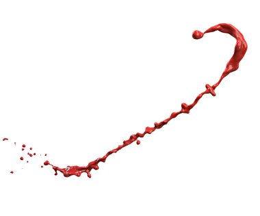 İzole edilmiş kırmızı boya lekesi beyaz arka grubuna sıçramış.