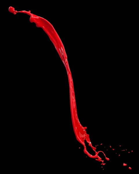 Beautiful Splashes Red Paint Isolated Black Background — Stock Photo, Image