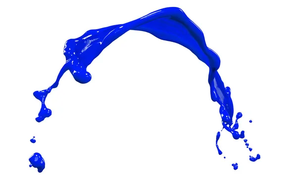 Hermosa Pintura Azul Salpicaduras Aisladas Sobre Fondo Blanco — Foto de Stock