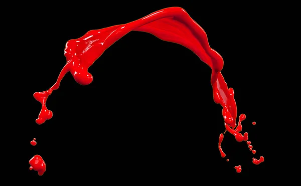Hermosa Pintura Roja Salpicaduras Aisladas Sobre Fondo Negro — Foto de Stock