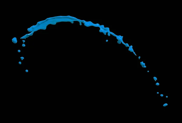 Wspaniałe Niebieskie Plamy Farby Izolowane Czarnym Tle — Zdjęcie stockowe