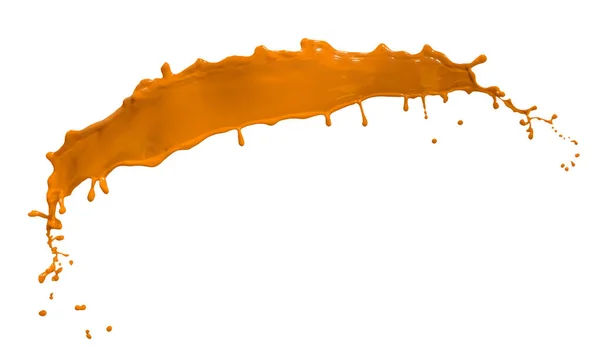 Splendid Orange Paint Splash Isolated White Background — Stock Photo, Image