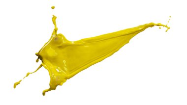 Beyaz arka plan üzerinde izole muhteşem sarı boya sıçrama