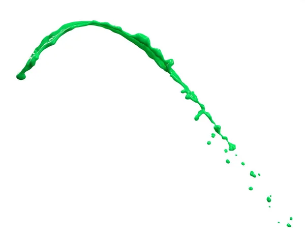Prachtige Groene Verf Splash Geïsoleerd Witte Achtergrond — Stockfoto