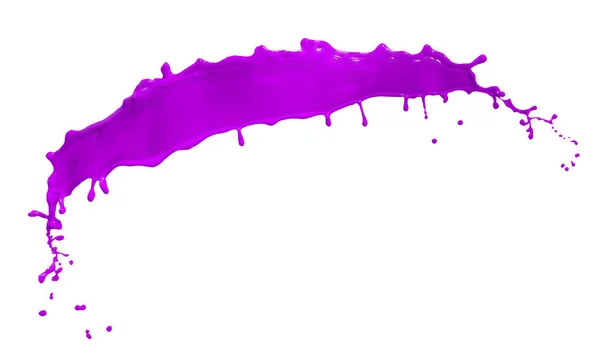 Espléndida Pintura Púrpura Salpicadura Aislada Sobre Fondo Blanco —  Fotos de Stock