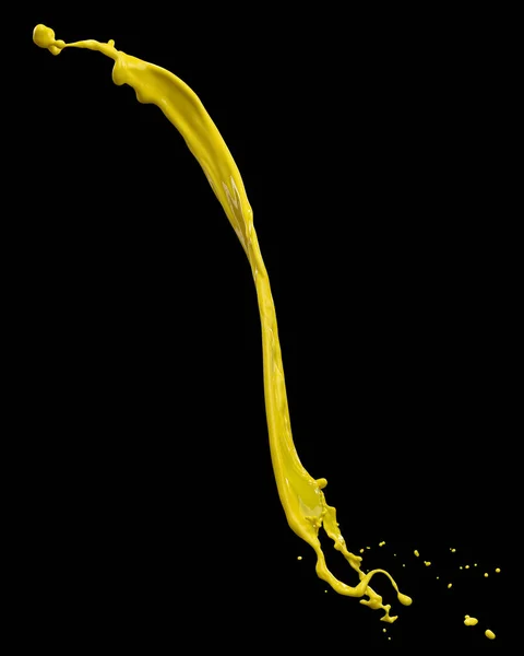 黒を基調とした見事な黄色の塗料スプラッシュ — ストック写真