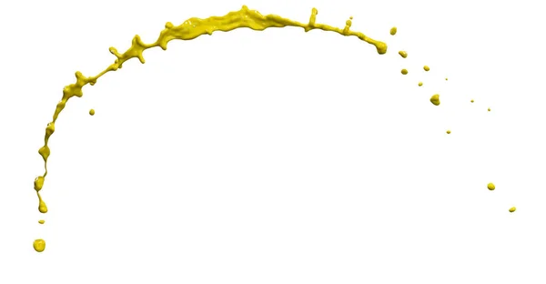 Esplêndido Respingo Tinta Amarela Isolado Fundo Branco — Fotografia de Stock