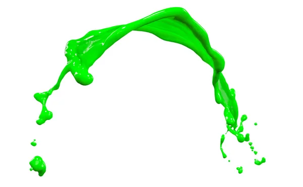 Beautiful Green Paint Splashes Isolated White Background — Stock Photo, Image