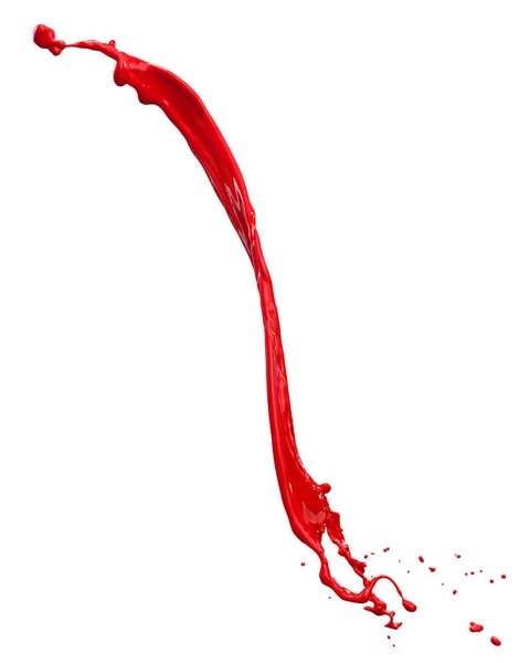Prachtige Rode Verf Splash Geïsoleerd Witte Achtergrond — Stockfoto