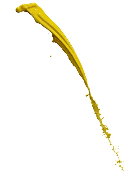 Esplêndido Respingo Tinta Amarela Isolado Fundo Branco — Fotografia de Stock