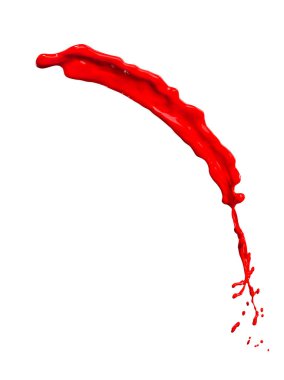 Beyaz arka planda izole edilmiş muhteşem kırmızı boya sıçraması