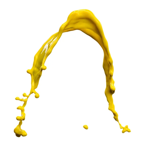 白い背景に分離された見事な黄色の塗料スプラッシュ — ストック写真