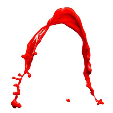 Beyaz arka planda izole edilmiş muhteşem kırmızı boya sıçraması