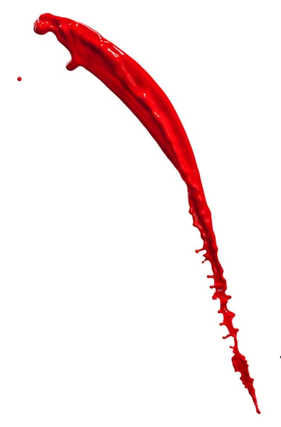 Ragyogó Piros Festék Splash Elszigetelt Fehér Háttér — Stock Fotó