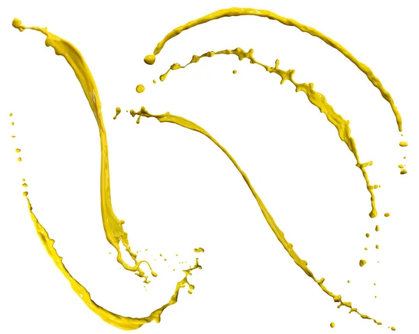 Splendid Yellow Paint Splash Isolated White Background — Stock Photo, Image