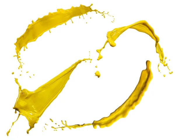 Splendid Yellow Paint Splash Isolated White Background — Stock Photo, Image