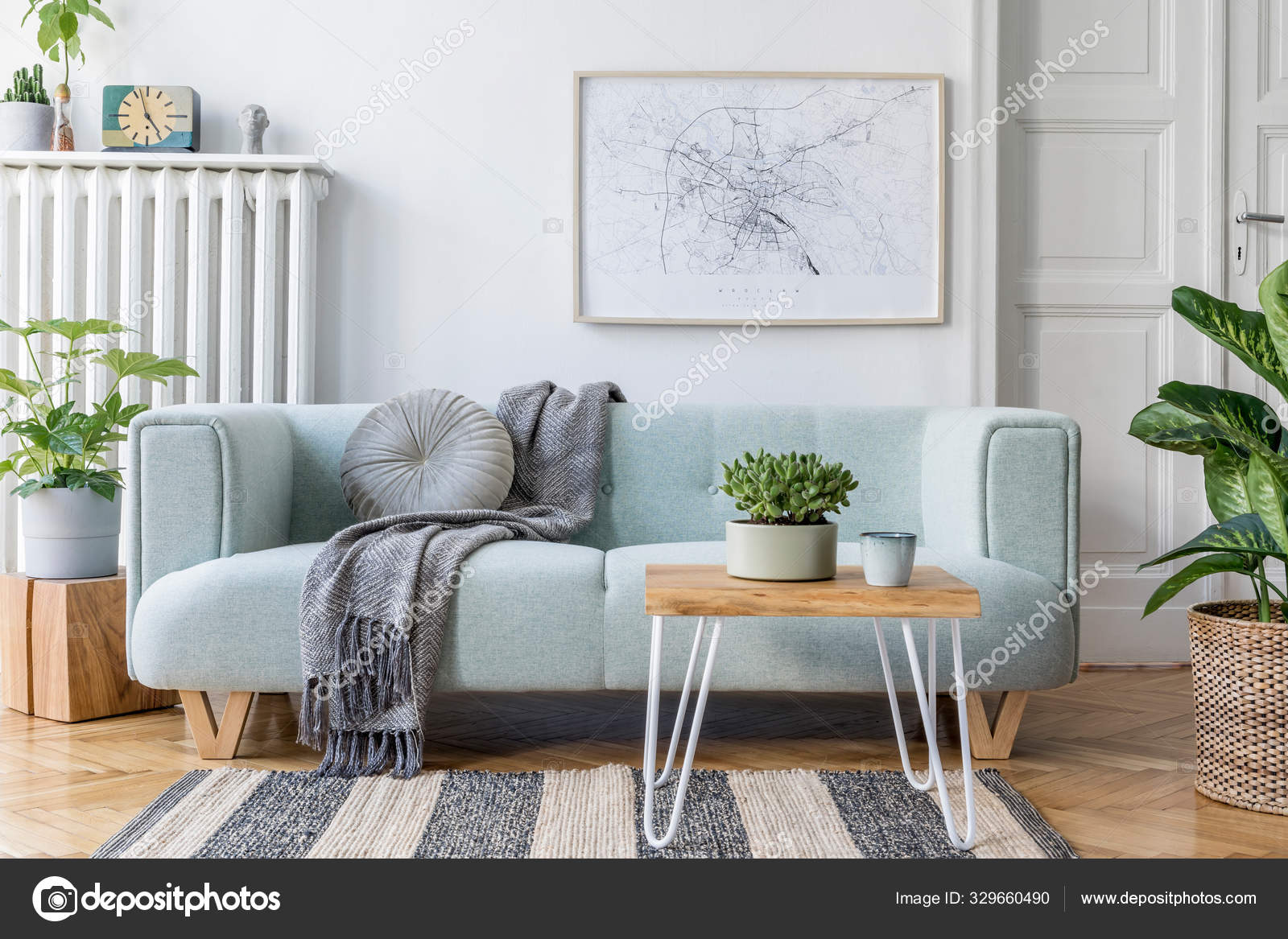 Modern Interior Design Sofa Contemporary Accessories Stylish Living Room Design Stock Photo