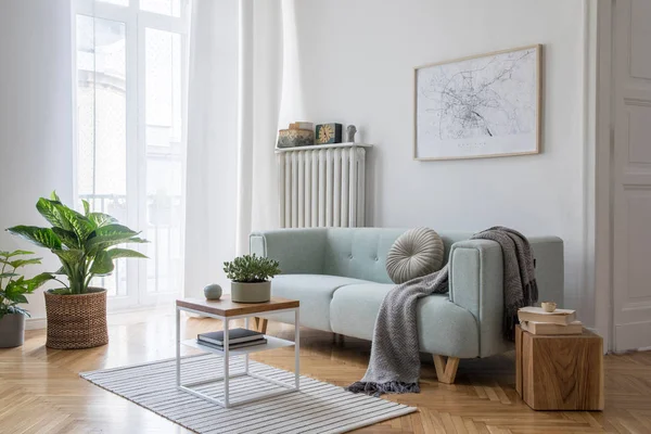 Modern Interior Design Sofa Contemporary Accessories Stylish Living Room Design — Stock Photo, Image