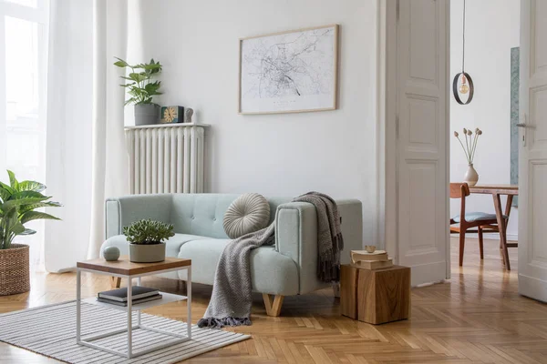 Desain Interior Modern Dengan Sofa Dan Aksesoris Kontemporer Gaya Ruang — Stok Foto