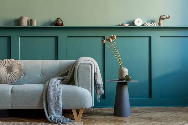Modern Green Colored Design Interior Comfortable Stylish Sofa — 스톡 사진