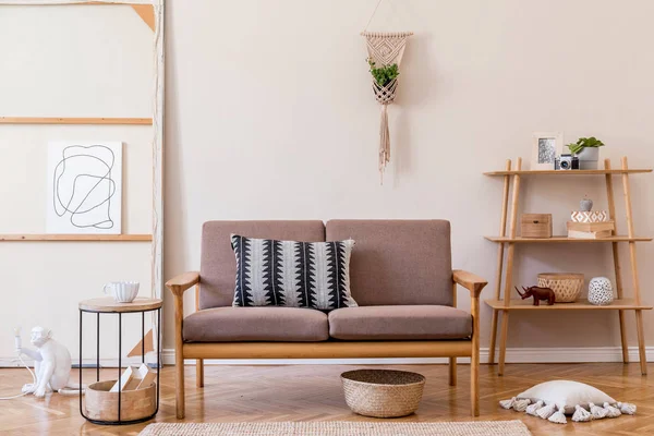 Contemporary Design Apartment Interior Stylish Sofa — 스톡 사진