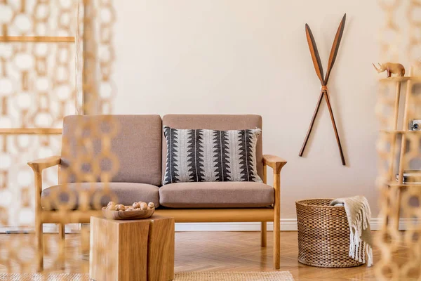 Modern Design Lägenhet Interiör Med Elegant Soffa — Stockfoto