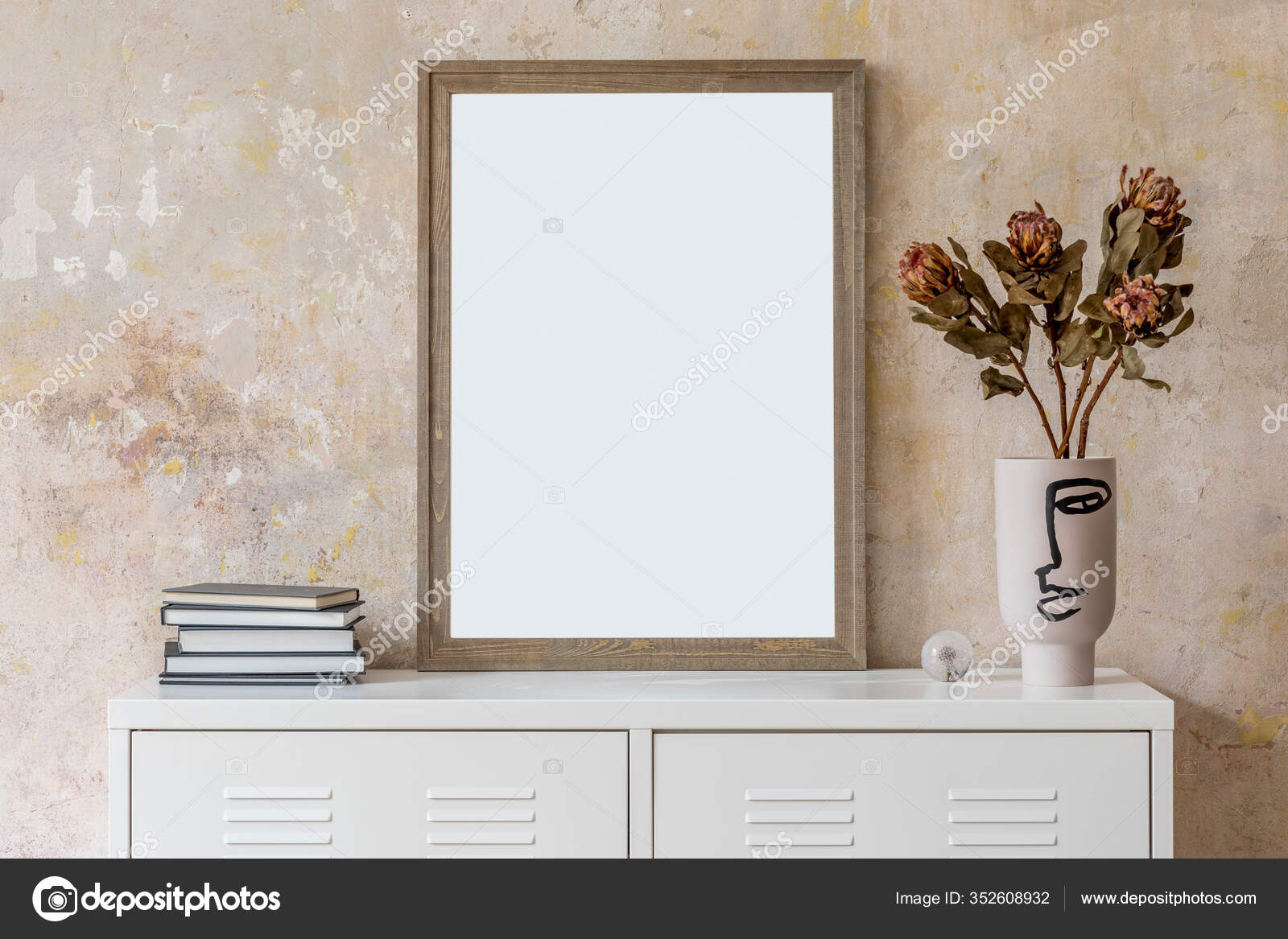 Blank Copy Space Frames Wall Stylish Room Creative Interior Design ...