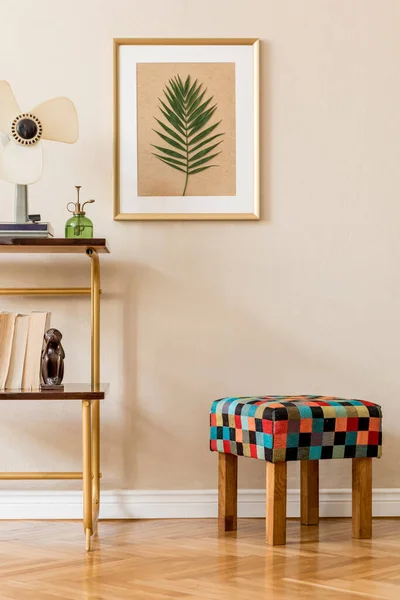 Stijlvolle Tekening Groene Planten Retro Studio Interieur — Stockfoto