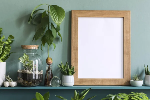 Retro stüdyo, iç tasarım ve yeşil bitkiler şık çizim