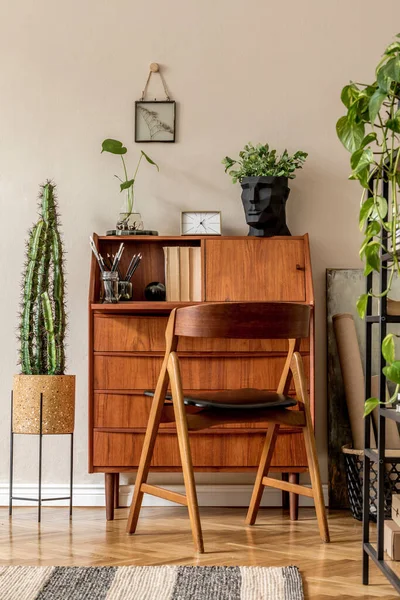 Stylish workshop cabinet in cozy room, interior design