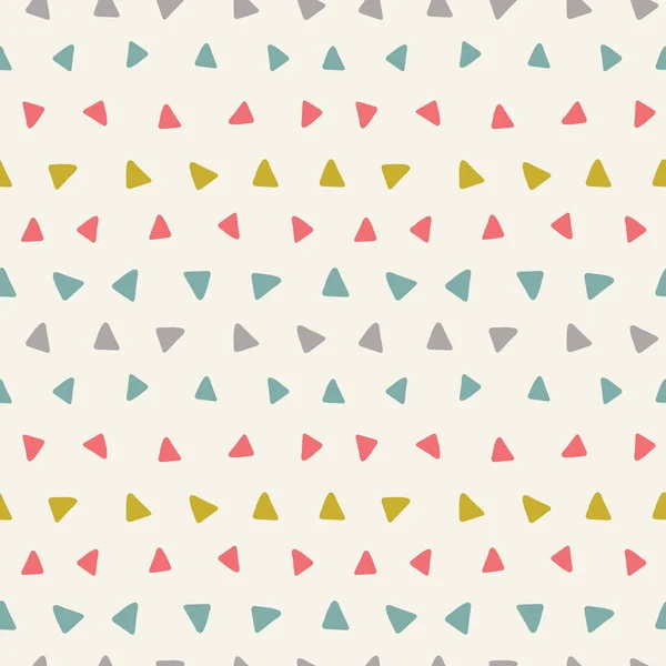 Süße Vektor nahtlose Wiederholung Muster von handgezeichneten Dreiecken in einem geometrischen Layout. eine lustige Vintage farbigen Design Hintergrund. — Stockvektor