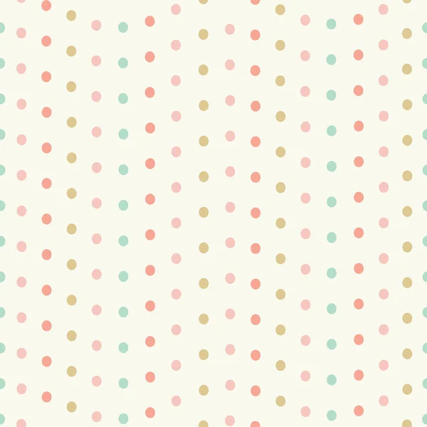 Süß getupftes nahtloses Rapportmuster in Pastellfarben. Vektor-Design von Punkten in wellenförmigen Linien ideal für Kinder und Babys. — Stockvektor