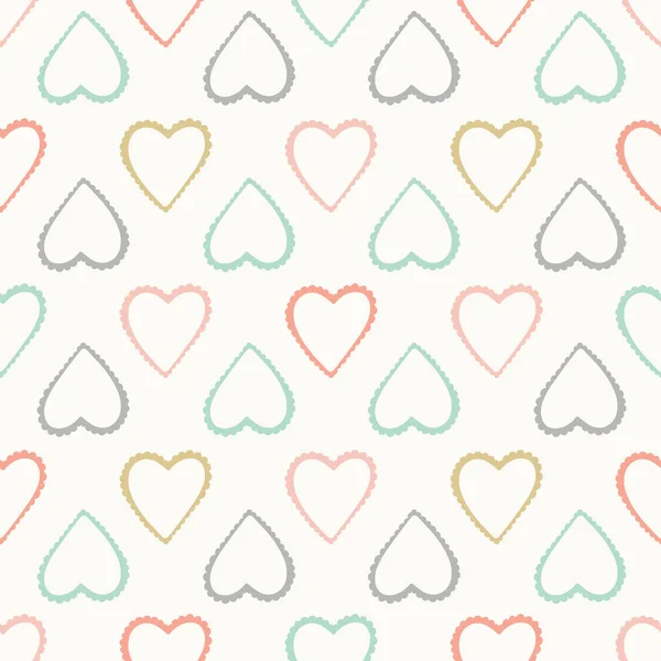 Vector pastel heart seamless repeat pattern background. — 스톡 벡터